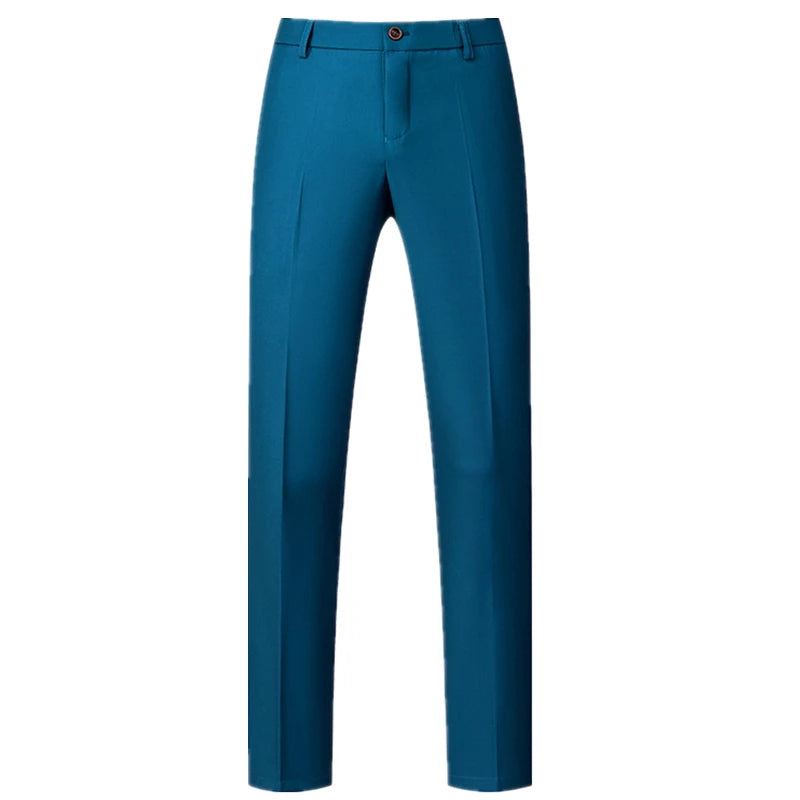 2026 New Men's Middle Waist Pants, 25 Color Choice, Elegant Office Men Trouser, Modest Green Pink Yellow Asian Size M-6XL