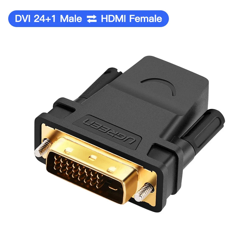 Ugreen DVI to HDMI Adapter Bidirectional DVI-D 24+1 Male to HDMI Female Cable Connector Converter for HDTV Projector HDMI to DVI