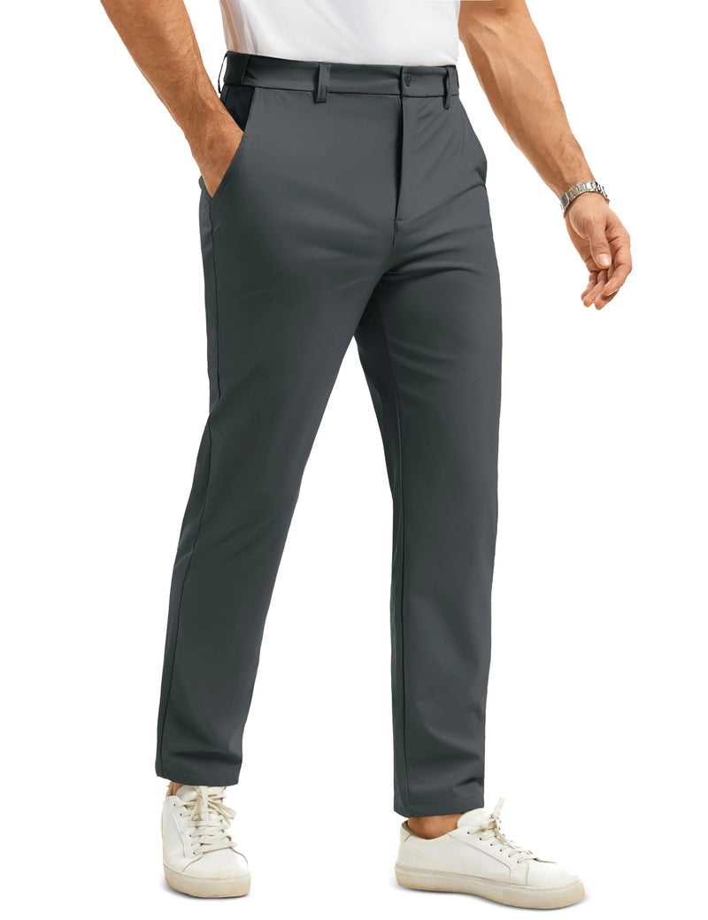 TACVASEN Men's Casual Pants Straight Legs Flat Front Trousers Waterproof Stretch Oil Stain Resistant Golf Lightweight Work Pants