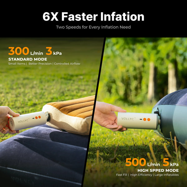FLEXTAIL X VOLLYC Electric Air Pump Built-in 4000mAh Large Battery Portable Camping Air Pump for Air Bed Sleeping Pad Vacuum Bag