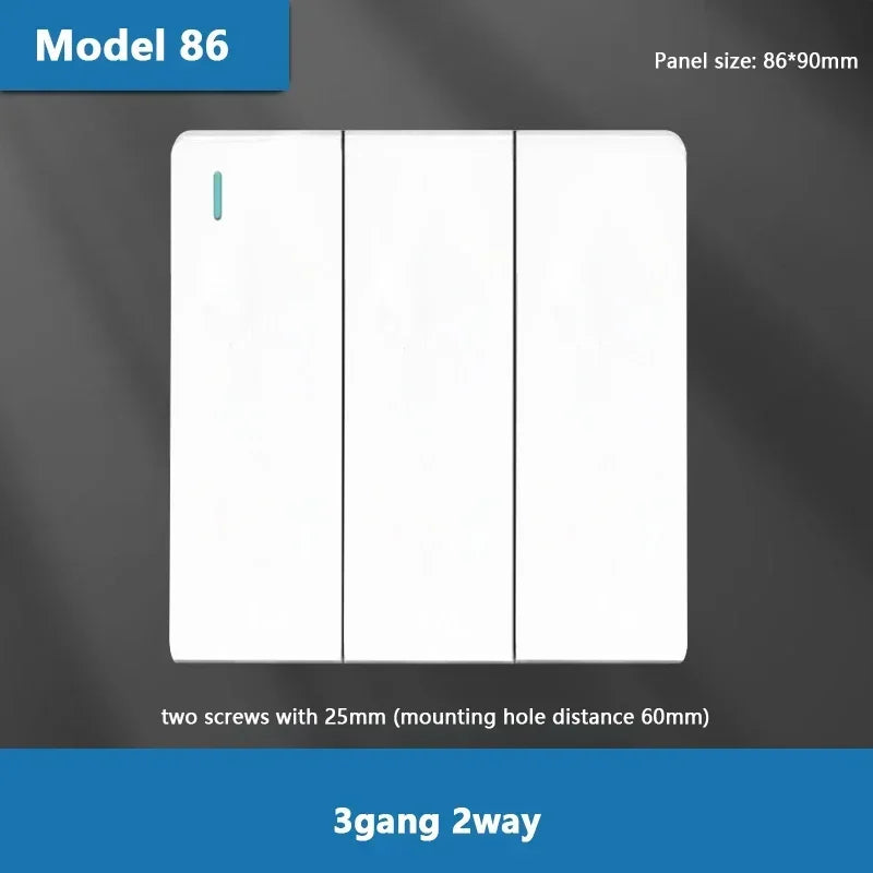 UK Standard Power Socket 13A Dual USB Plug Type-C Wall Outlet,1/2/3gang 2way Switch, White Universal 5pin Wall electrical socket