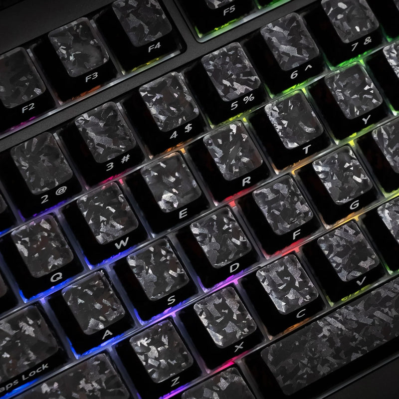 Akko Glassy Carbon Fiber Keycap Set Double-Shot Cherry Profile Side-Printed Keycaps for 61/75/87/Full Size Mechanical Keyboard