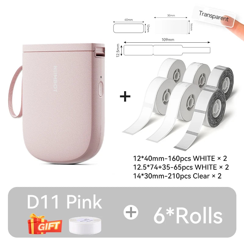 New Version NIIMBOT D11 Portable Thermal Printer Wireless Adhesive Label Maker Inkless Labeling Machine For Mobile Android IOS