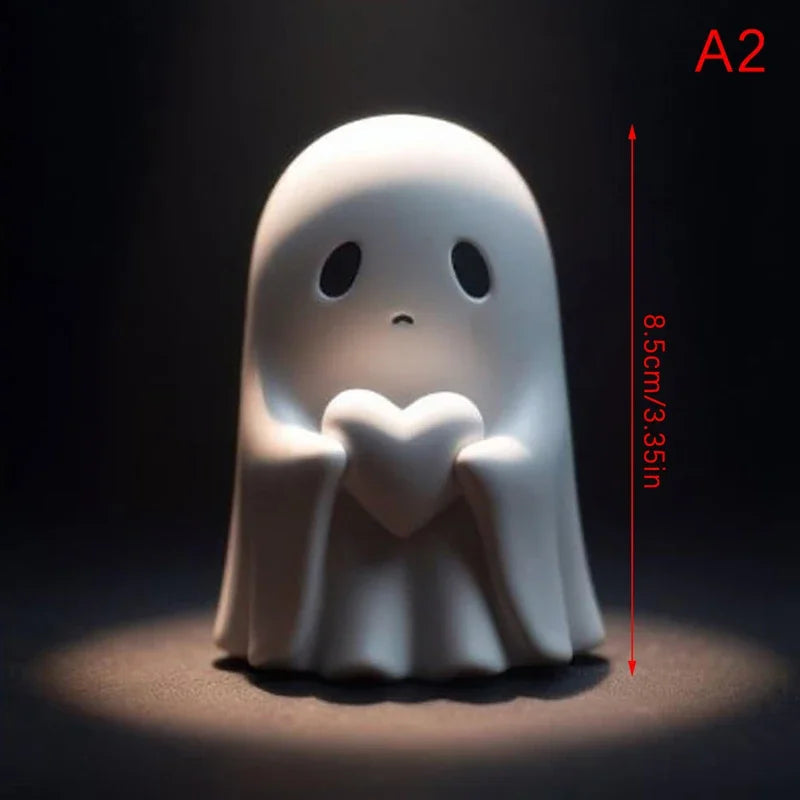 Cute ghost statue of middle finger, scary ghost figurines, holiday home decorations, Halloween decorations，Small Mini Decoration