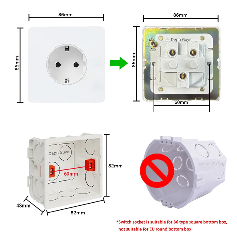 Retro EU French Standard Metal Double USB Wall Power Socket,Brushed Stainless Steel Antique Outlet with Type-c Usb Charing Port