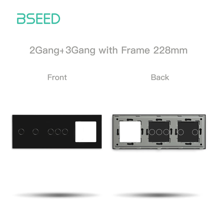 BSEED EU Standard Touch Light Switch Panel With Wall Socket Frames 228mm Metal Base Included Glass Frame Without Switch Part