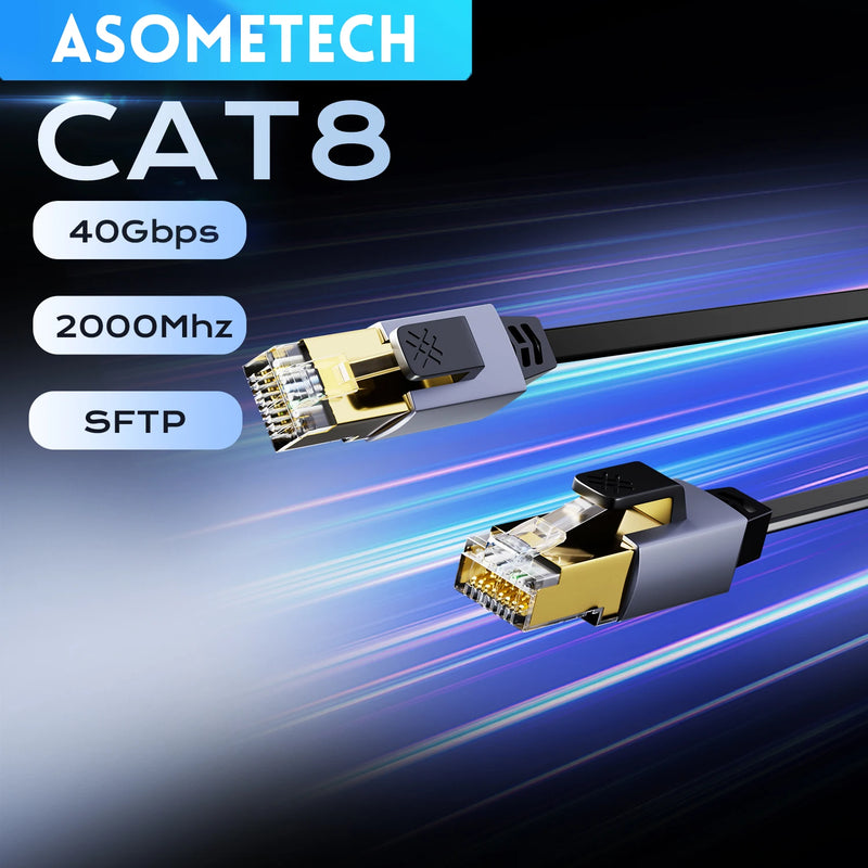 ខ្សែ Ethernet CAT8 40Gbps 2000MHz CAT 8 បណ្តាញអ៊ីនធឺណិតល្បឿនលឿន Patch Lan សម្រាប់កុំព្យូទ័រយួរដៃ រ៉ោតទ័រ ម៉ូដឹម ទូរទស្សន៍ ខ្សែ RJ45
