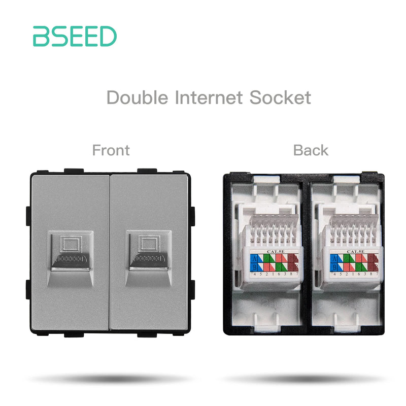 BSEED Wall Switch Panel Part Dual USB Socket TV Internet RJ45 Satellite Function Parts EU Socket DIY Part Only Free Combination