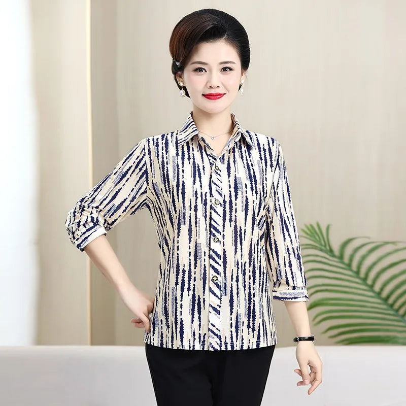 អាវ យឺត ឆ្នូត បោះពុម្ព ទាន់សម័យ សម្រាប់ នារី ថ្មី សម្រាប់ រដូវក្ដៅ អាវ កាឌីហ្គែន ដៃ ពាក់កណ្តាល ក បែប ប៉ូឡូ ថ្មី សម្លៀកបំពាក់ នារីៗ