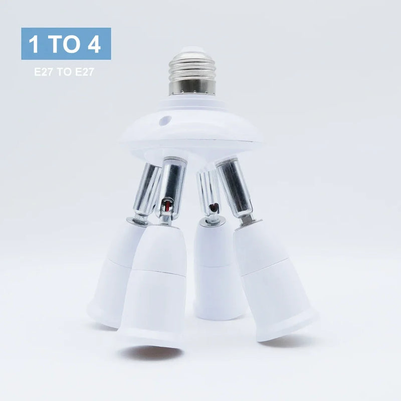 ឧបករណ៍បំបែករន្ធ E27 របស់ JOYINLED មានក្បាល 3 សម្រាប់ប្តូរទីតាំងបាន 360° និងអាចបត់បាន 180° សម្រាប់អំពូល E27 ទៅ E27 សម្រាប់ចង្កៀង LED