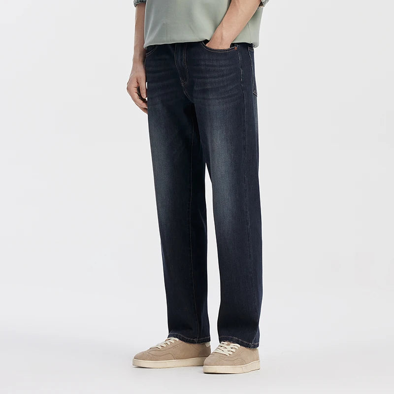 Semir Men Jeans Stretch Soft Straight Fit Casual Commute 2026 Autumn Long Denim Pants Clean Shape Everyday Style Daily Wear