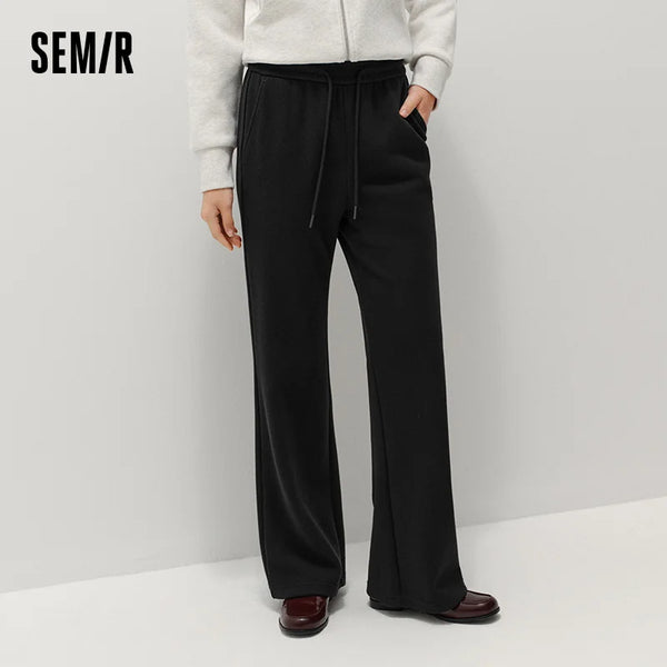 ខោស្ត្រី Semir ធ្វើពីក្រណាត់រោមចៀម ជើងរីកពណ៌សុទ្ធ រដូវរងាឆ្នាំ ២០២៦ ប្រវែងពេញ រចនាប័ទ្មទីក្រុង ធម្មតា ផាសុកភាព សមឥតខ្ចោះ រចនាប័ទ្មប្រចាំថ្ងៃ