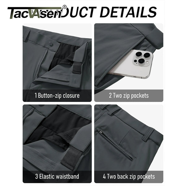 TACVASEN Men's Casual Pants Straight Legs Flat Front Trousers Waterproof Stretch Oil Stain Resistant Golf Lightweight Work Pants