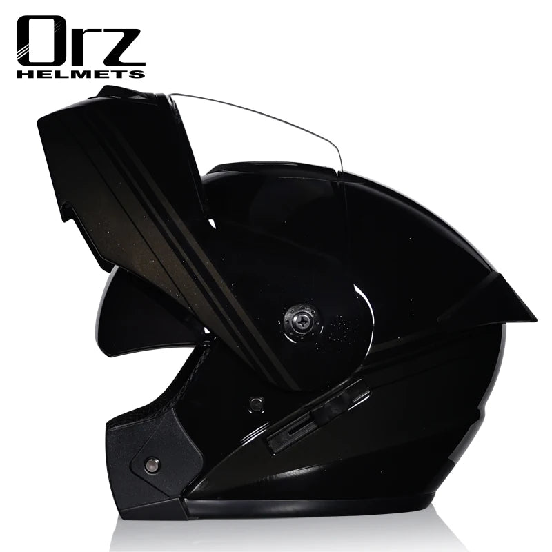 ORZ DOT Certification ORZ Motorcycle Helmet Double Lens Cross Section Helmet Safety Modular Flip Helm Unisex Helmet With Visor