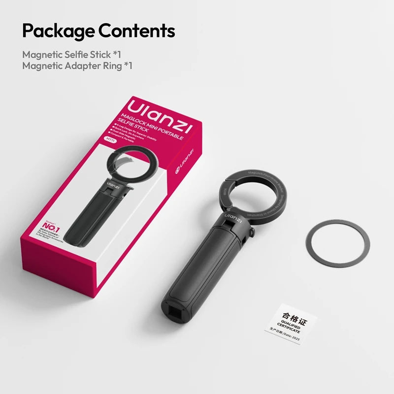 Ulanzi MT71 2 In1 ម៉ាញេទិក Mini Selfie Stick ជើងទម្រសម្រាប់ទូរស័ព្ទ iPhone 17 16 15 Pro Max Android អាចលៃតម្រូវបាន 180° សម្រាប់ Vlog