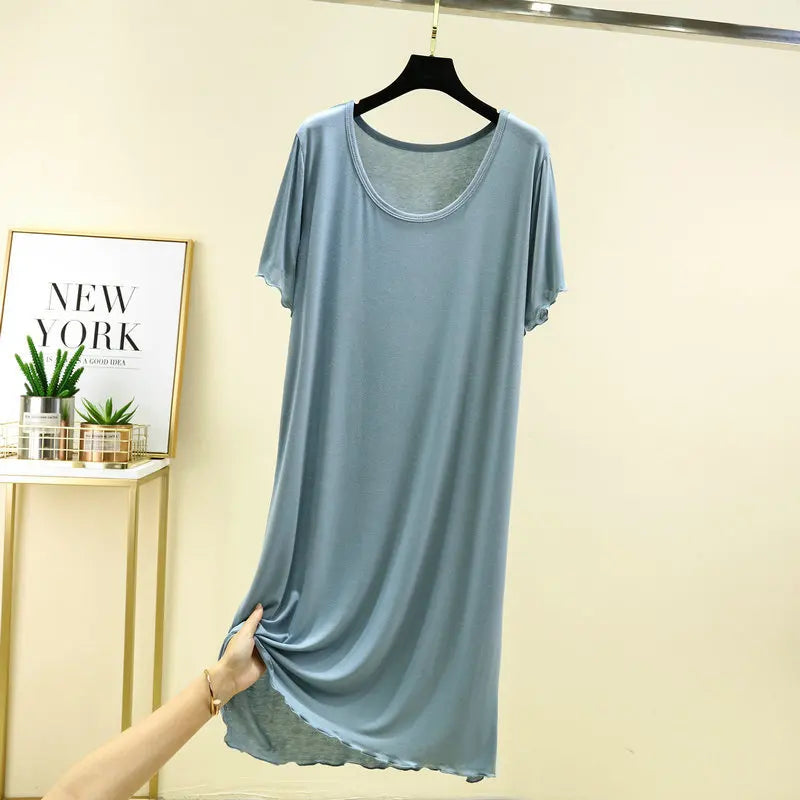 Casual Short Sleeve Night Dress Women Sleepwear Modal Loose Sleep Shirts Loose Summer Nightgowns Female Nightwear Night Gown