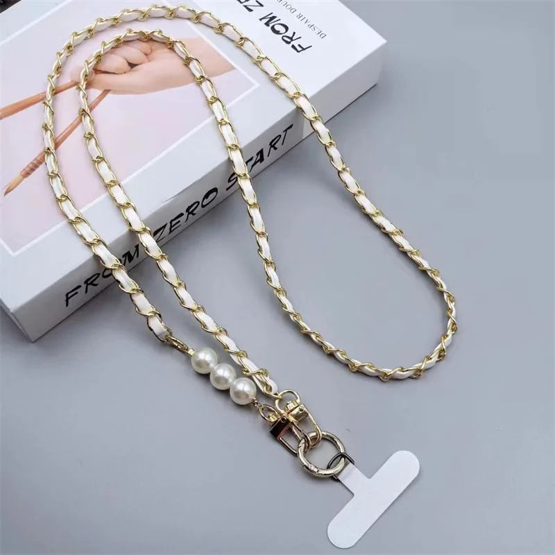 1pc Universal Phone Lanyards Designed with long rope And Shoulder Strap,Specifically Made for Women,Featuring Pearl Pickup Chain