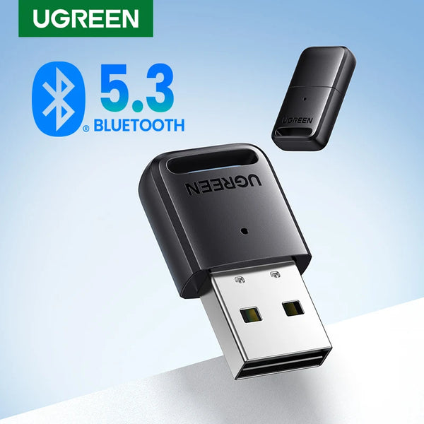 អាដាប់ទ័រប៊្លូធូស UGREEN 5.3 សម្រាប់កុំព្យូទ័រ USB Bluetooth 5.3 Receiver Dongle អាដាប់ទ័រកុំព្យូទ័រឥតខ្សែសម្រាប់ Mouse Keyboard Win 11/10/8.1