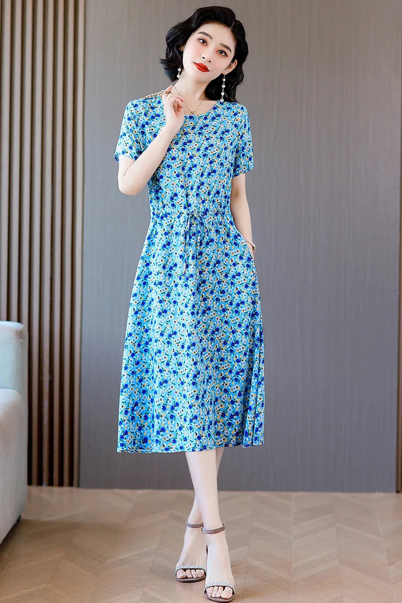 អាវទ្រនាប់សម្រាប់នារី XL-6XL អាវទ្រនាប់រដូវក្តៅដៃខ្លី បោះពុម្ពលើក្រណាត់កប្បាស សម្រាប់ម្តាយវ័យកណ្តាល
