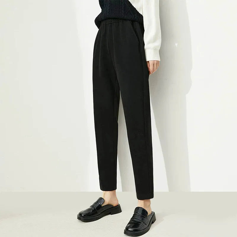 Amii Minimalism Casual Pants Women Fashion High Waist Wool Pants Elastic Sport Straight Pant Female Bottoms Trousers 12130296