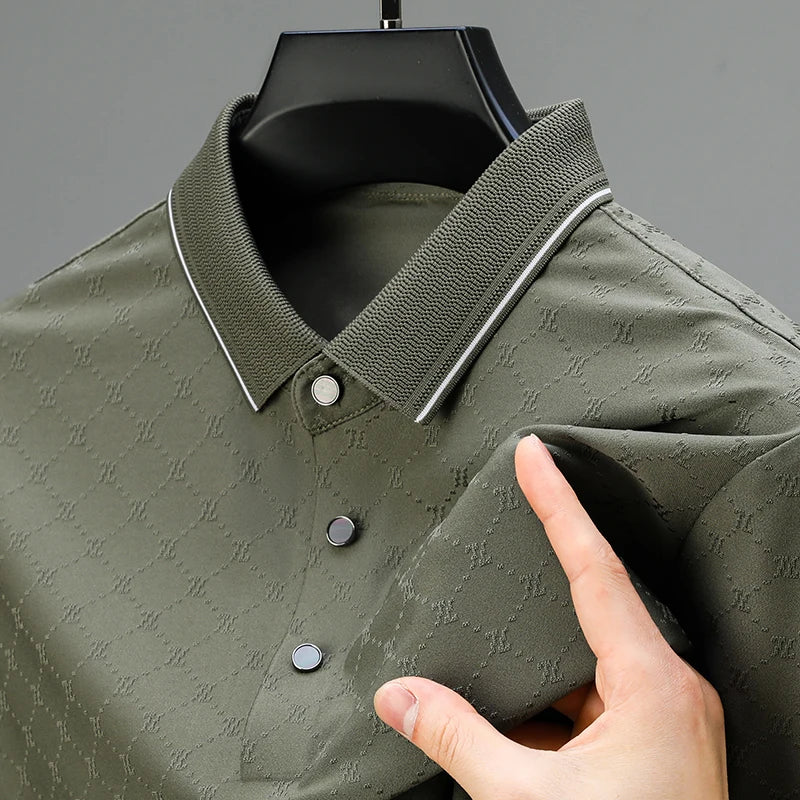 2024 Summer Standard Regular Polo Shirt, Summer Short-Sleeved Business Gentleman Men's T-shirt, Fashion High-Grade Dark Pattern