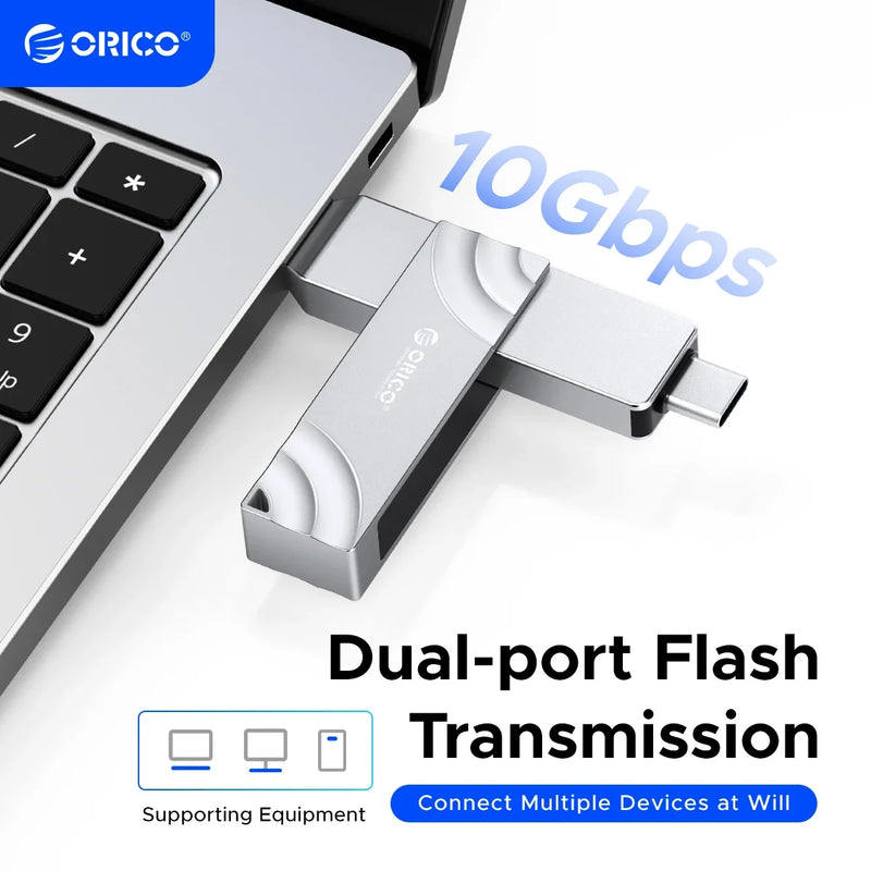 ORICO 512GB Dual Flash Drive 2-in-1 USB C/A 3.2 Gen2 Flash Drive Speed Up to 10Gbps 1073MB/s for iPhone 15/Android/Tablet/Laptop