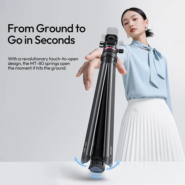 ជើងកាមេរ៉ា Ulanzi MT-80 2M បើកដោយស្វ័យប្រវត្តិ ជើងកាមេរ៉ា ជើងទ្រភ្លើងសម្រាប់កាមេរ៉ា COB ម៉ោនសម្រាប់ការថតរូបក្រៅផ្ទះ ជាមួយនឹងការទ្រទ្រង់ 360° Pan 5kg