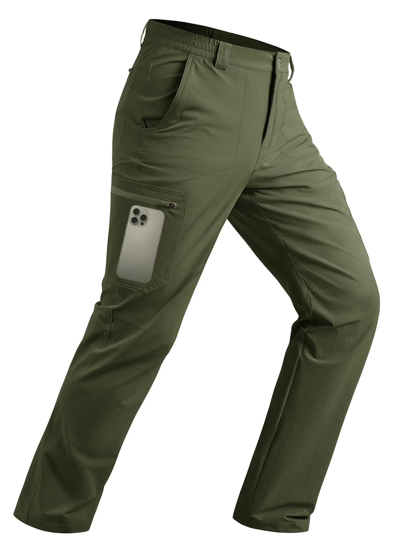 Men's Hiking Cargo Pants Quick Dry Lightweight Stretch Nylon Ripstop Water Resistant Outdoor Work Fishing 5 Zipper Pockets