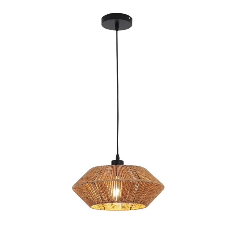 Woven Pendant Light 32CM Boho Chandelier Handwoven Lamp Shade Rustic Light Fixtures Farmhouse Ceiling Hanging Lamp for Home