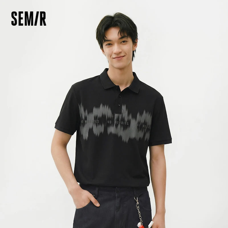 Semir Men Polo Shirt Soft Cotton Letter Embroidered Tie Dye Knit 2026SummerFashion Casual Style Lightweight Breathable Daily Top