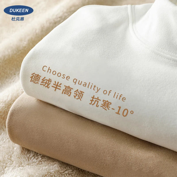DUKEEN Dralon Mock-Neck Undershirts for Men Winter Long-Sleeve Warm Solid Color Thermal Underwear Top Heavyweight Men's Clothing