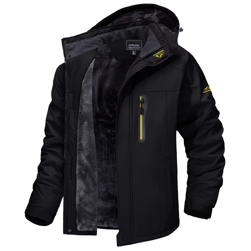 TACVASEN Winter Fleece Lining Parka Waterproof Mens Ski Snowboard Jackets Windproof Removable Hoodie Coats Casual Windbreaker
