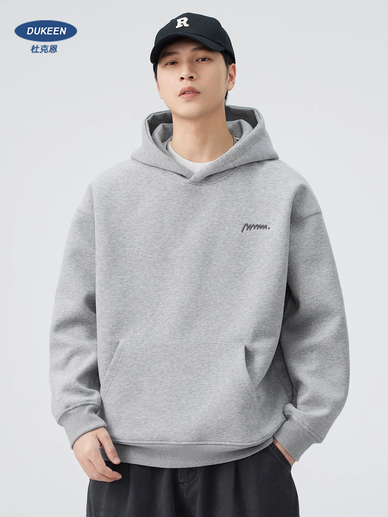 DUKEEN 420G Heavyweight Men's Hooded Sweatshirt Autumn and Winter Casual Trend Embroidered Loose Fit Pullover Men's Clothing