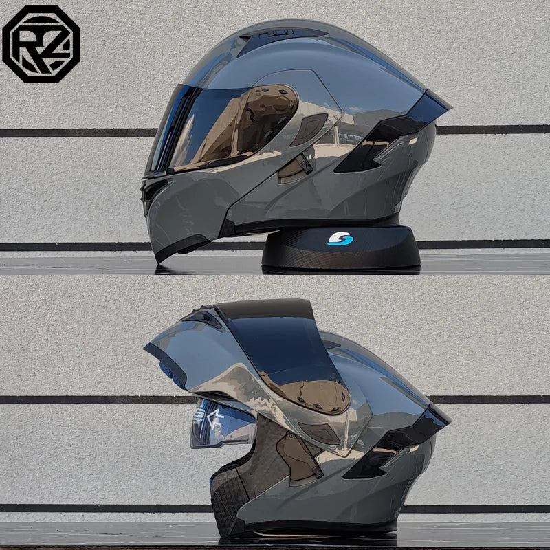 ORZ-991 unisex modular flip top motorcycle helmet, ABS shell with dual sun visors, DOT standard full face travel helmet