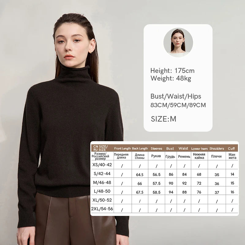 អាវក្រោះ Cashmere សម្រាប់នារី AMII សម្រាប់ធ្វើដំណើរទៅធ្វើការ អាវក Turtleneck ដែលអាចបត់បែនបាន រដូវរងាឆ្នាំ ២០២៦ អាវយឺតដៃវែងថ្មីសម្រាប់នារី 12524096