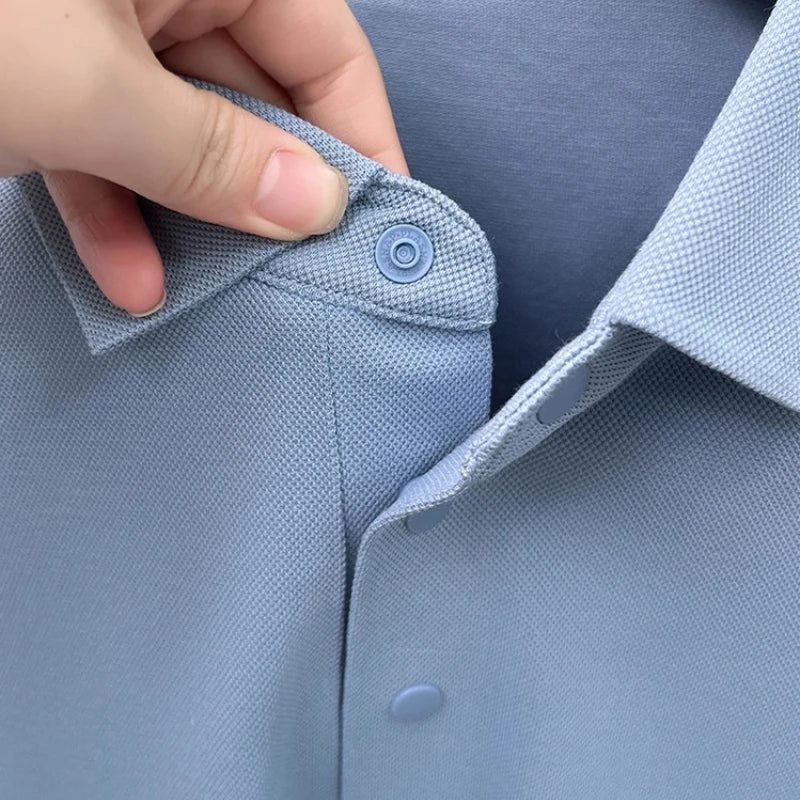 Men's Premium Long Sleeve Polo Shirt - Mercerized Pique Cotton, Seamless Collar and Cuff Design (12 Colors Available)