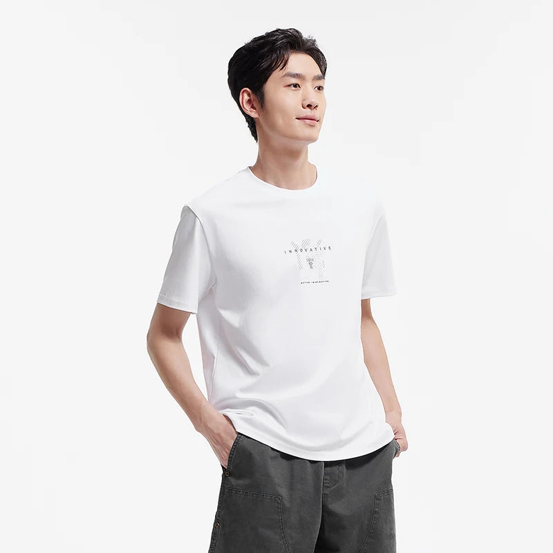 Semir Mens Tshirt 2026 Gradient Letter Printed Premium Texture Casual Versatile Soft Comfortable Daily Wear