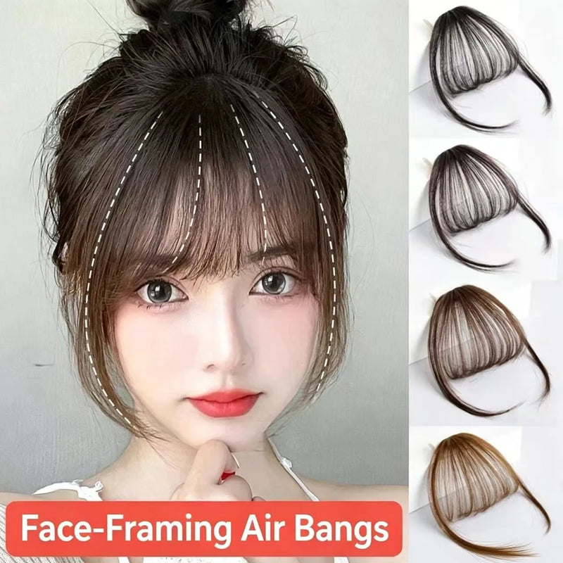 Clip-in Synthetic Fringe Hairpiece for Women Light Thin Invisible Seamless Natural Looking Fake Bangs Hair Extens Air Bangs