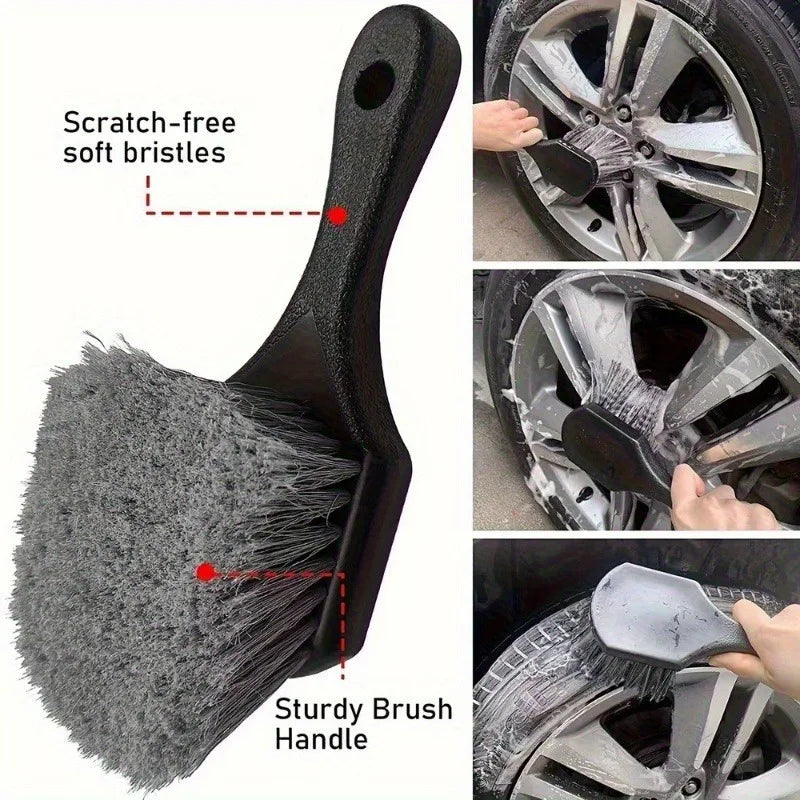 1pc Short Handled Tire Brush, Suitable For Motorcycle And Car Tire Cleaner, Soft Bristle Brush,Used To Clean Dirt OnTires.Short