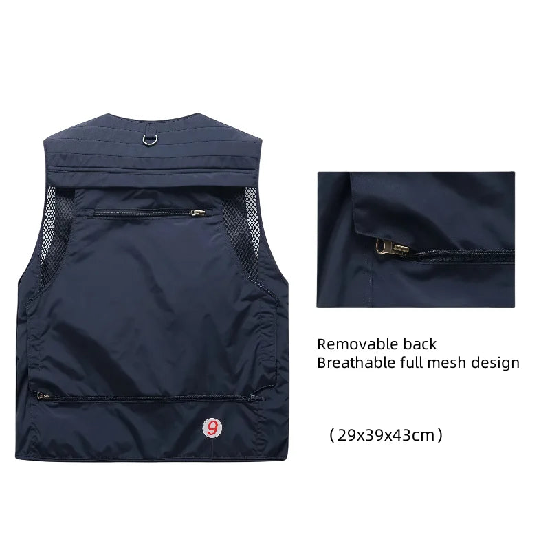 New  Custom Logo Vest Photography Workwear Vest Summer Reversible New Multi-Pocket Breathable Outdoor Vest