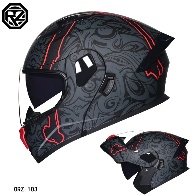 2023 New Arrival Men Motorcycle Professional Racing Flip Up Helmet ABS Material Modular Dual Lens Helmets DOT Certification