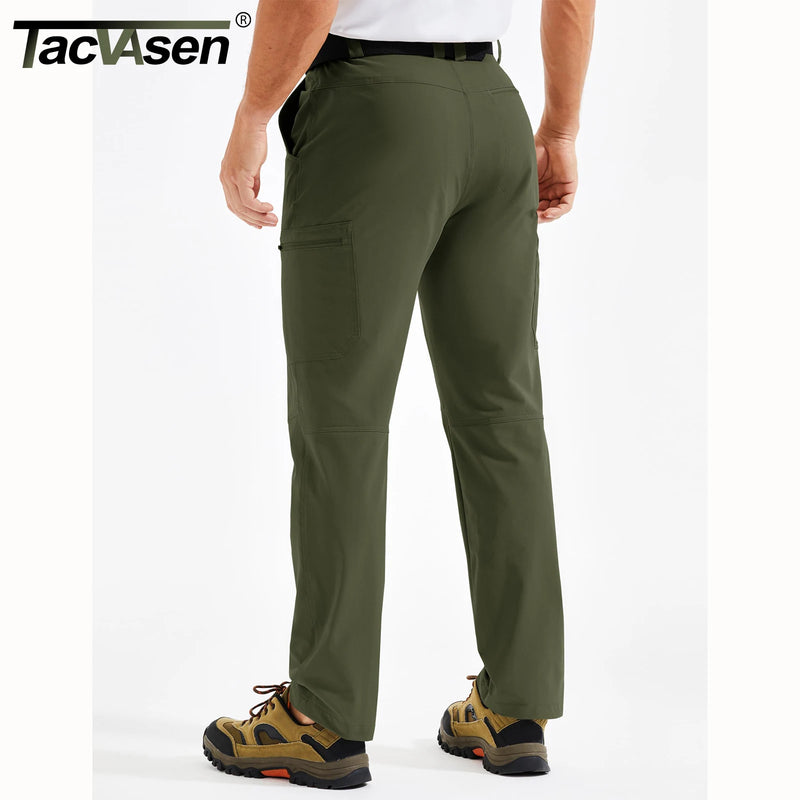 Men's Hiking Cargo Pants Quick Dry Lightweight Stretch Nylon Ripstop Water Resistant Outdoor Work Fishing 5 Zipper Pockets