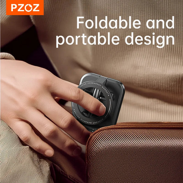 PZOZ Alloy Foldable Car Phone Holder for MagSafe 360° Adjustable Magnetic Car Mount Stand for iPhone 15 14 13 12 Pro Max
