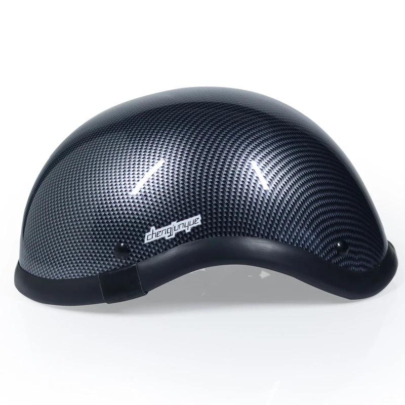 Vintage Motorcycle Cruiser Helmet Half Face German Helmet Motorcycle Helmet Bright Black Car-styling Safety Equipment