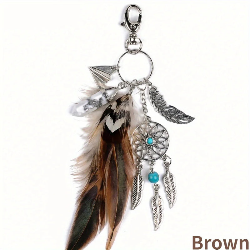 Best Valentine's Day Gift! Maiden Dream Catcher Bohemia Style Key Ring Pendant Artificial Feather Key Chain Bag Decor Tassel