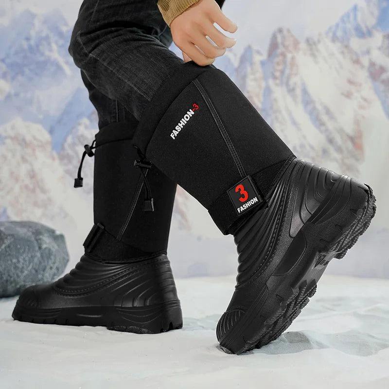 Men's snow boots winter non-slip warm plush Thick sole plus size high top boots fashion Joker outdoor sports casual cotton boots