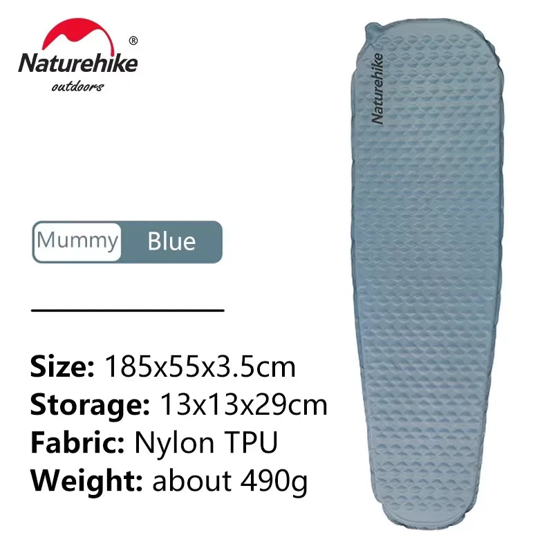 Naturehike Fish Bone Inflatable Mat Ultralight Auto-inflating Spongee Air Mattress Portable Outdoor Camping Tent Damp Proof Mat