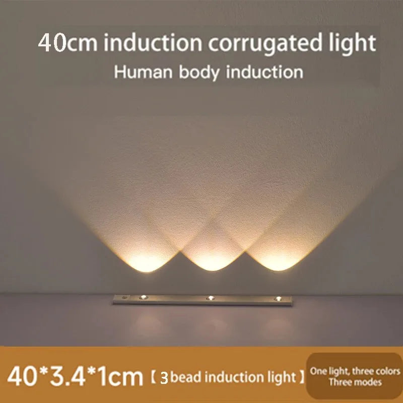 Motion Sensor Night Light LED Under Cabinet Lights Rechargeable Cat's Eye Ripple Atmosphere Lamp Room Indoor Lighting
