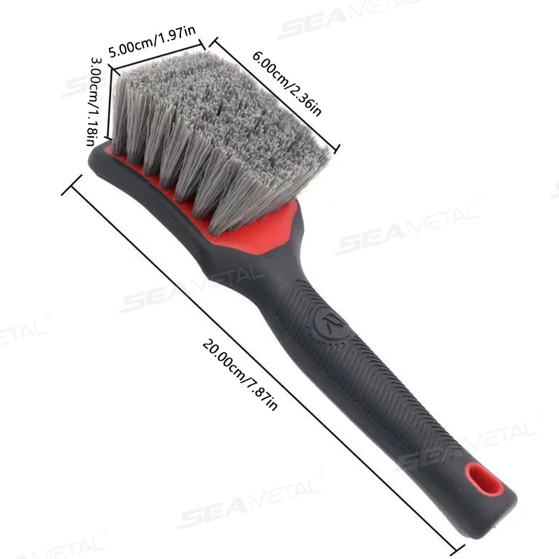 SEAMETAL Rubber Handle Car Wheels Brushes Medium Stiff Synthetic Bristles Tire Scrub Cleaner Never Scratch Wheel Tire Clean Tool