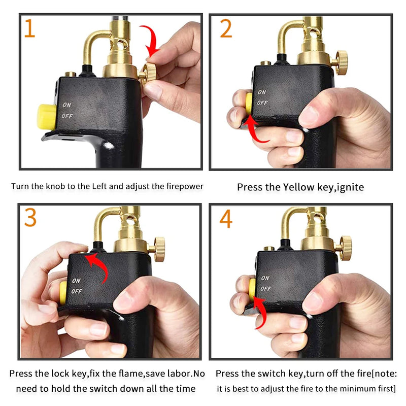 MAPP Propane Gas Welding Torches Plumbing Blow Torch Soldering Tool Brass Flame Gun Brazing Quick Fire Solder Burner